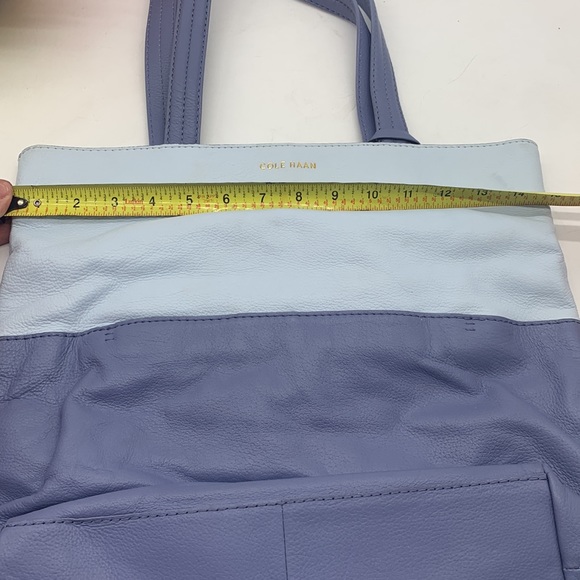 Cole Haan Light Blue Periwinkle Leather Tote Bag with leather pouch - Picture 12 of 14